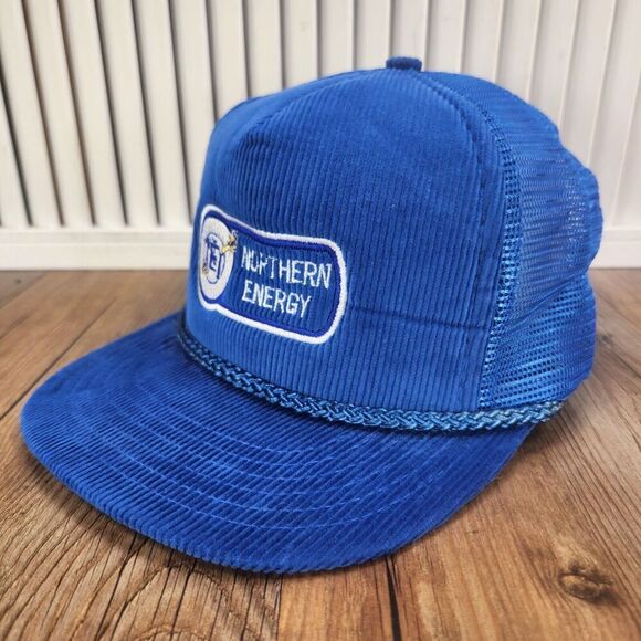VTG Northern Energy NEI Snapback Hat Cap Blue Corduroy Rope Embroidered Mesh - Picture 1 of 10